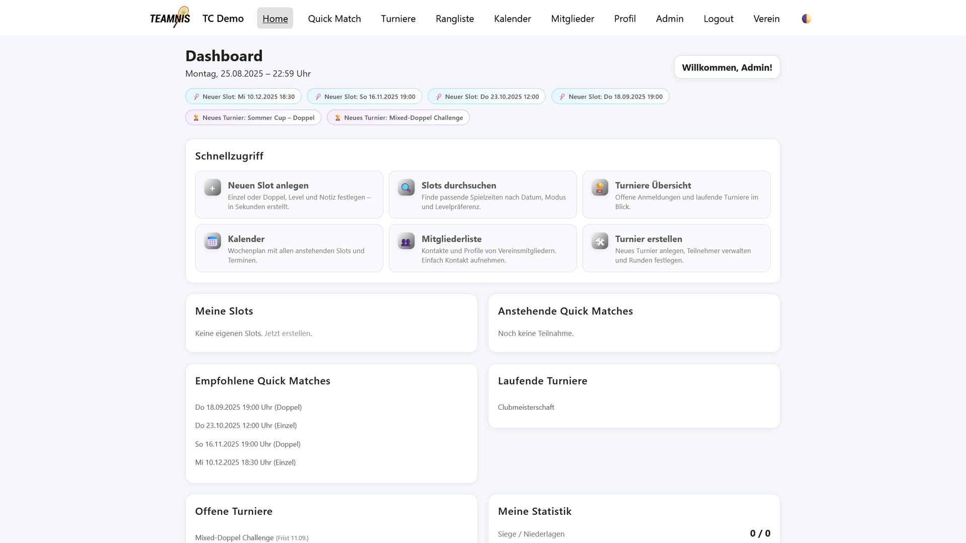 Dashboard – Light Ansicht